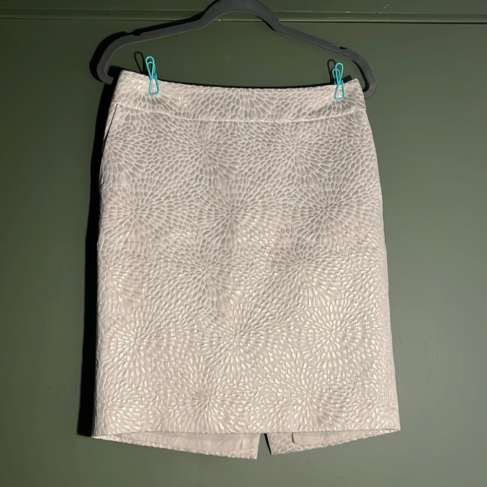 White Textured Pencil Skirt - Women's